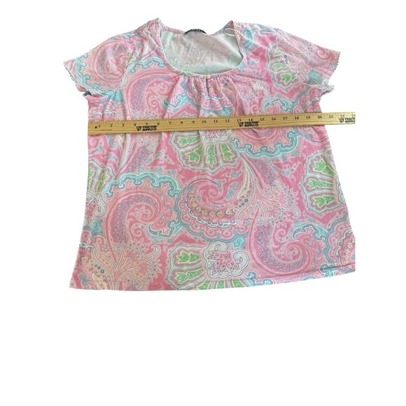 Lauren Ralph Lauren 2PC Pajama Set Womens Pink Floral Paisley Top Shorts Sz M - Picture 7 of 10